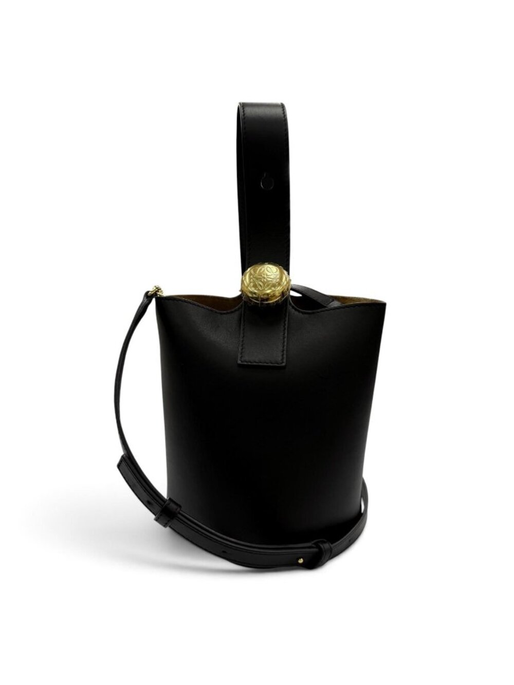 Loewe Pebble Bucket Bag Mini Leather 2-Way Shoulder Black Gold